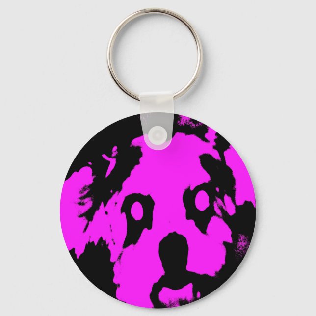 Pink Black Dog Keychain (Front)