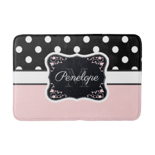 Pink & Black Dots Bath Mat