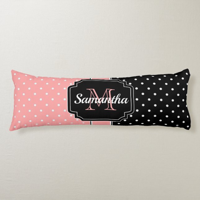 Pink & Black Dots Body Cushion (Front)