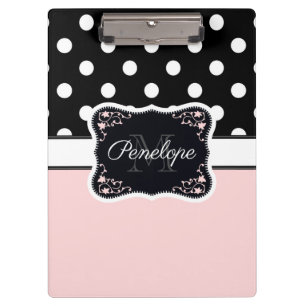 Pink & Black Dots Clipboard