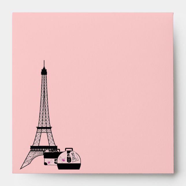 Pink Black Eiffel Tower Paris Envelope (Front)