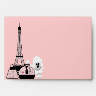 Pink Black Eiffel Tower Paris Envelope