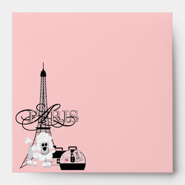 Pink Black Eiffel Tower Paris French Envelope (Front)