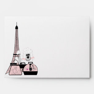 Pink Black Eiffel Tower Paris Poodle Envelope