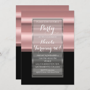 Pink & Black Elegant Birthday Party Invitations