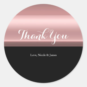 Pink & Black Elegant Birthday Party Wedding Favour Classic Round Sticker