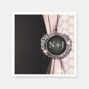 Pink & Black Elegant Luxury Wedding Napkin