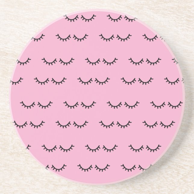 Pink Black Eyelashes Coaster (Front)