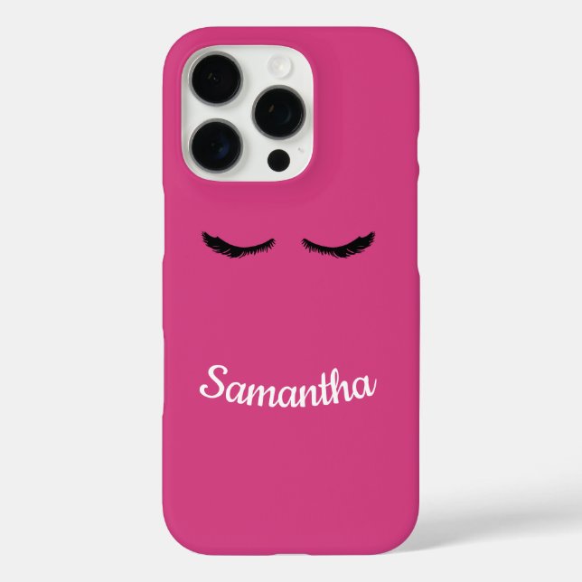 Pink Black Eyelashes Glam Birthday Case-Mate iPhone Case (Back)