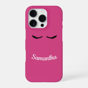 Pink Black Eyelashes Glam Birthday iPhone 16 Pro Case