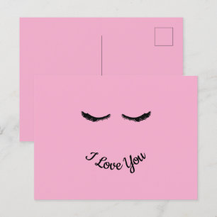 Pink Black Eyelashes Glam Personalised Postcard