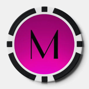 Pink black fade monogram poker chips