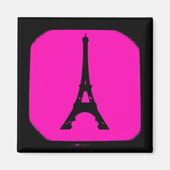 Pink black fashion Paris Eiffel Tower magnet (Front)