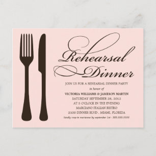 PINK & BLACK FLATWARE   REHEARSAL DINNER INVITE