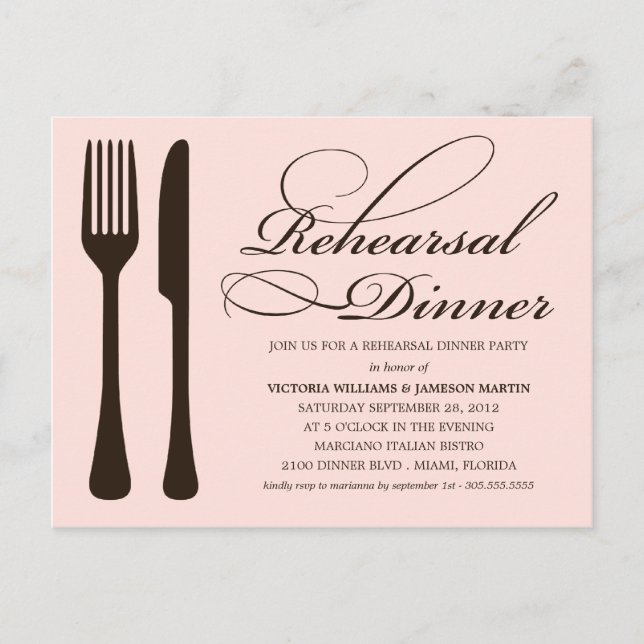 PINK & BLACK FLATWARE | REHEARSAL DINNER INVITE (Front)