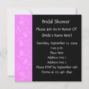 Pink Black Floral Bridal Wedding Shower Invitation