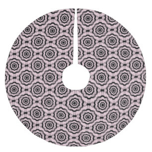Pink Black Flower Seamless Pattern Brushed Polyester Tree Skirt