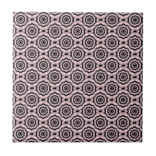 Pink Black Flower Seamless Pattern Ceramic Tile