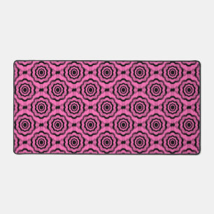 Pink Black Flower Seamless Pattern Desk Mat