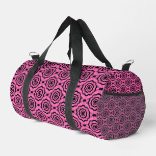 Pink Black Flower Seamless Pattern Duffle Bag
