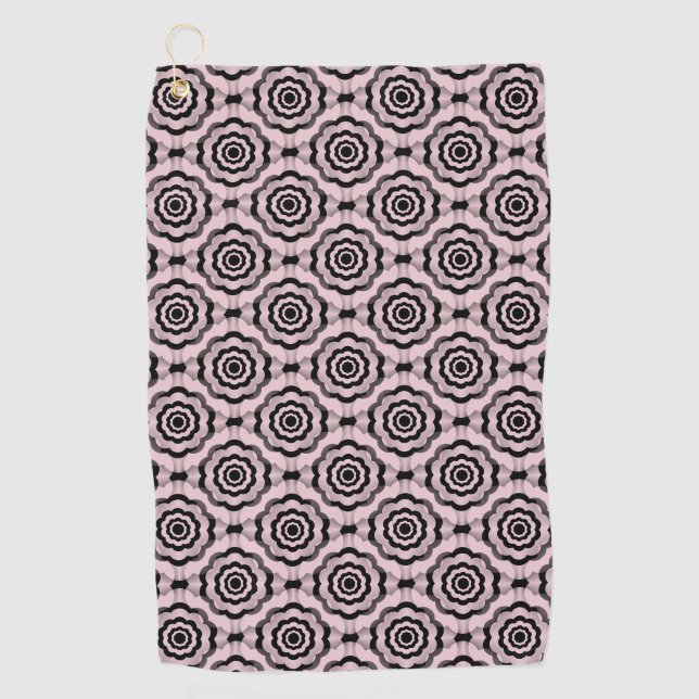 Pink Black Flower Seamless Pattern Golf Towel (Front)