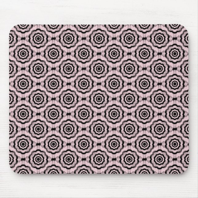 Pink Black Flower Seamless Pattern Mouse Pad (Front)