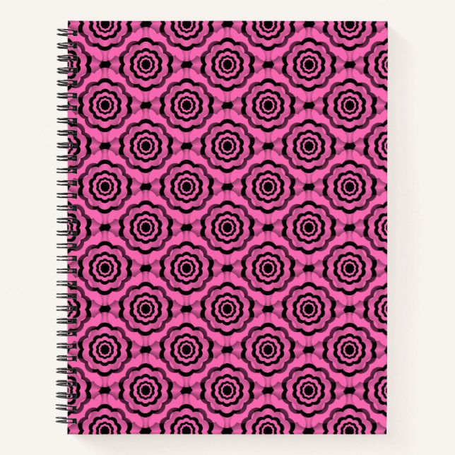Pink Black Flower Seamless Pattern Notebook (Front)