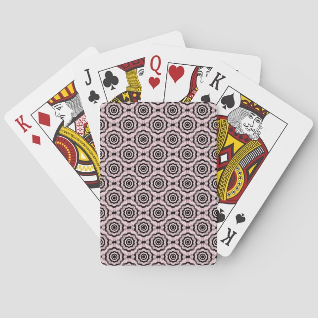 Pink Black Flower Seamless Pattern Playing Cards (Back)