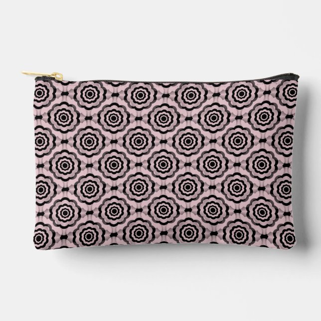 Pink Black Flower Seamless Pattern Small Accessory Pouch (Front)