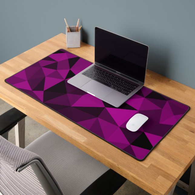 Pink black geometric mesh pattern desk mat (Office 2)
