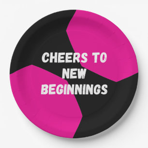 Pink Black Geometric Paper Plate