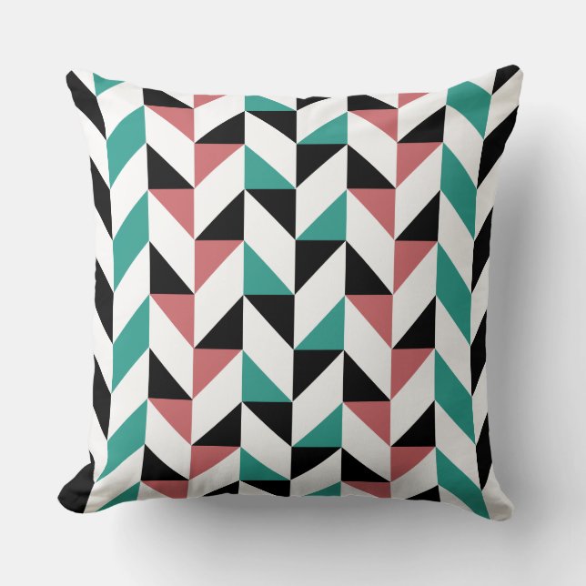 Pink Black Geometry Graphic Cushion (Front)
