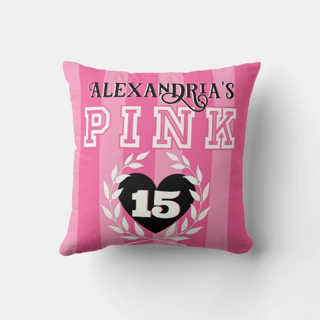  PINK & Black Girly Birthday Party Custom Age Cushion (Back)