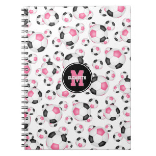 pink black girly sports pattern soccer notebook