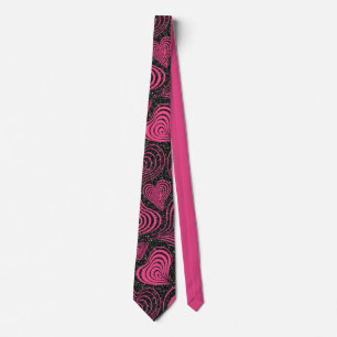 Pink Black Glam Abstract Heart Design Tie