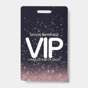 Pink Black Glitter trendy VIP lanyard badge custom ID Badge