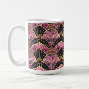 PINK BLACK GOLD ART DECO PATTERNS COFFEE MUG