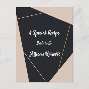 Pink black & gold geometric Bridal Shower Postcard