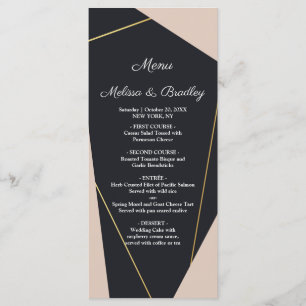 Pink black & gold geometric Menu