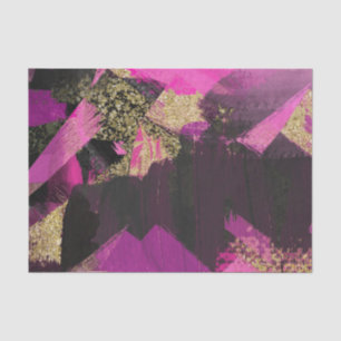 Pink Black Gold Glitter Modern Brush Glam Grunge Tissue Paper