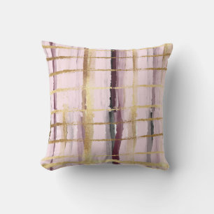Pink Black Gold Stripes Cushion