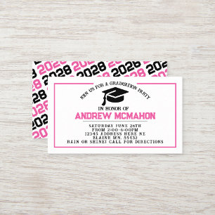 Pink & Black Graduation Invite Announcement Insert