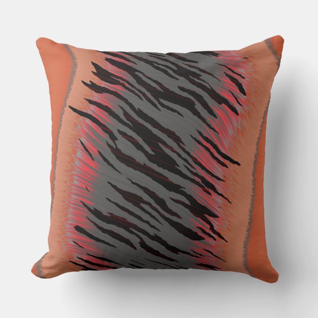 Pink, Black, grey and orange Tiger Abstract Cushion (Front)