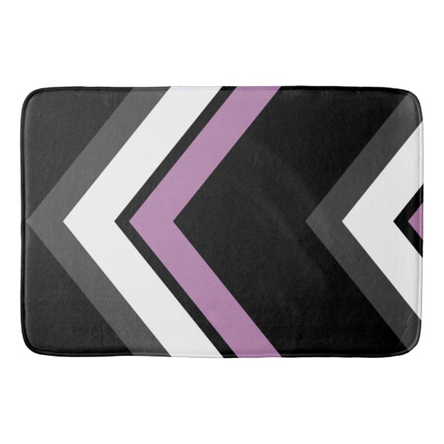 Pink, black, grey and white Chevron Bath Mat (Front)