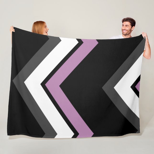 Pink, black, grey and white Chevron Fleece Blanket (In Situ)