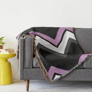 Pink, black, grey and white Chevron Throw Blanket