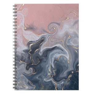Pink Black Grey Decorative Watercolor Marble Notebook