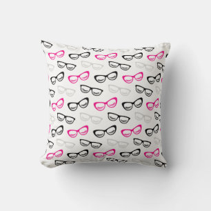 Pink, Black & Grey Glasses & Lashes Cushion