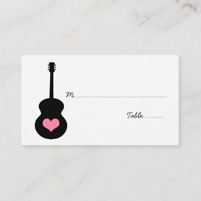 Pink/Black Guitar Heart Place Card (Front)