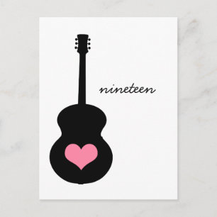 Pink/Black Guitar Heart Table Postcard